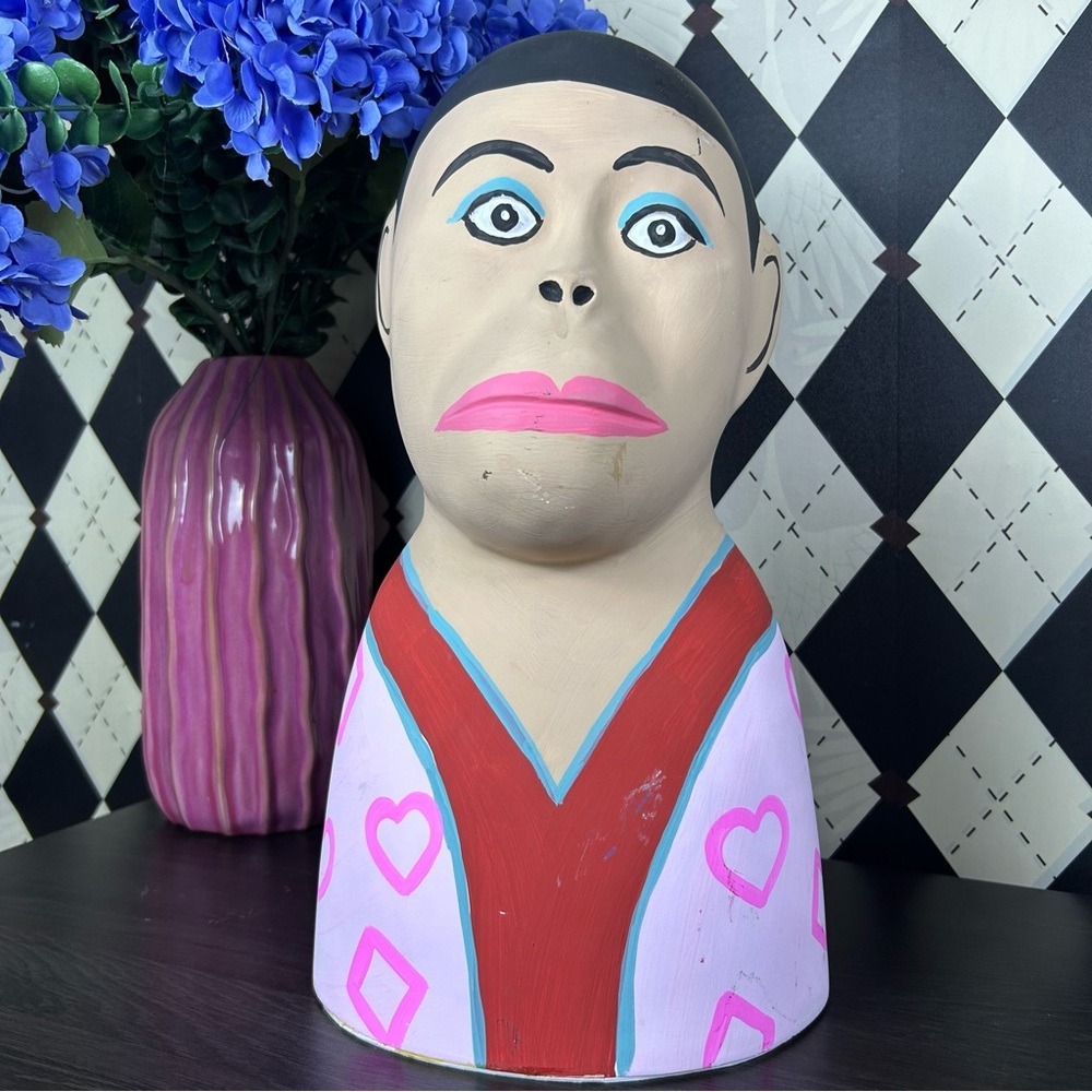 Large‎ Expressive Folk Art Papier Mâché Whimsical Sculpture Hand Painted 16 Inch